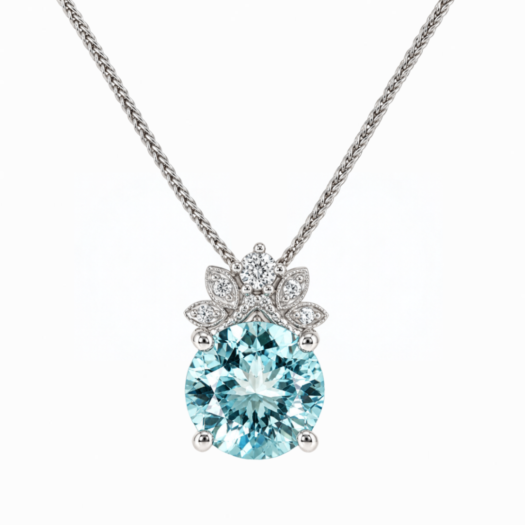 Aquamarine and Diamond Pendant Harris Jeweler Troy, OH