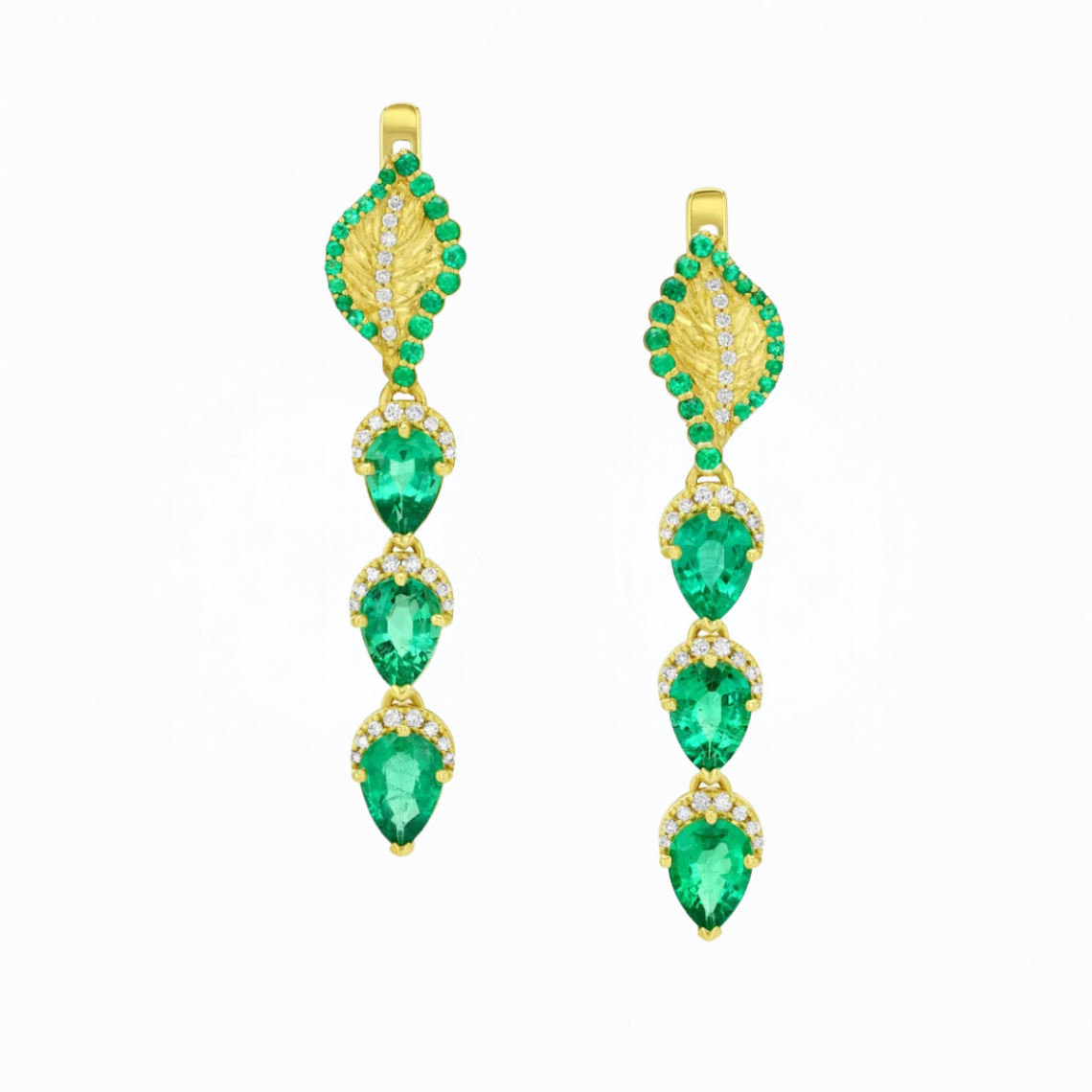 Custom Zambian Emerald and Diamond Earrings Harris Jeweler Troy, OH