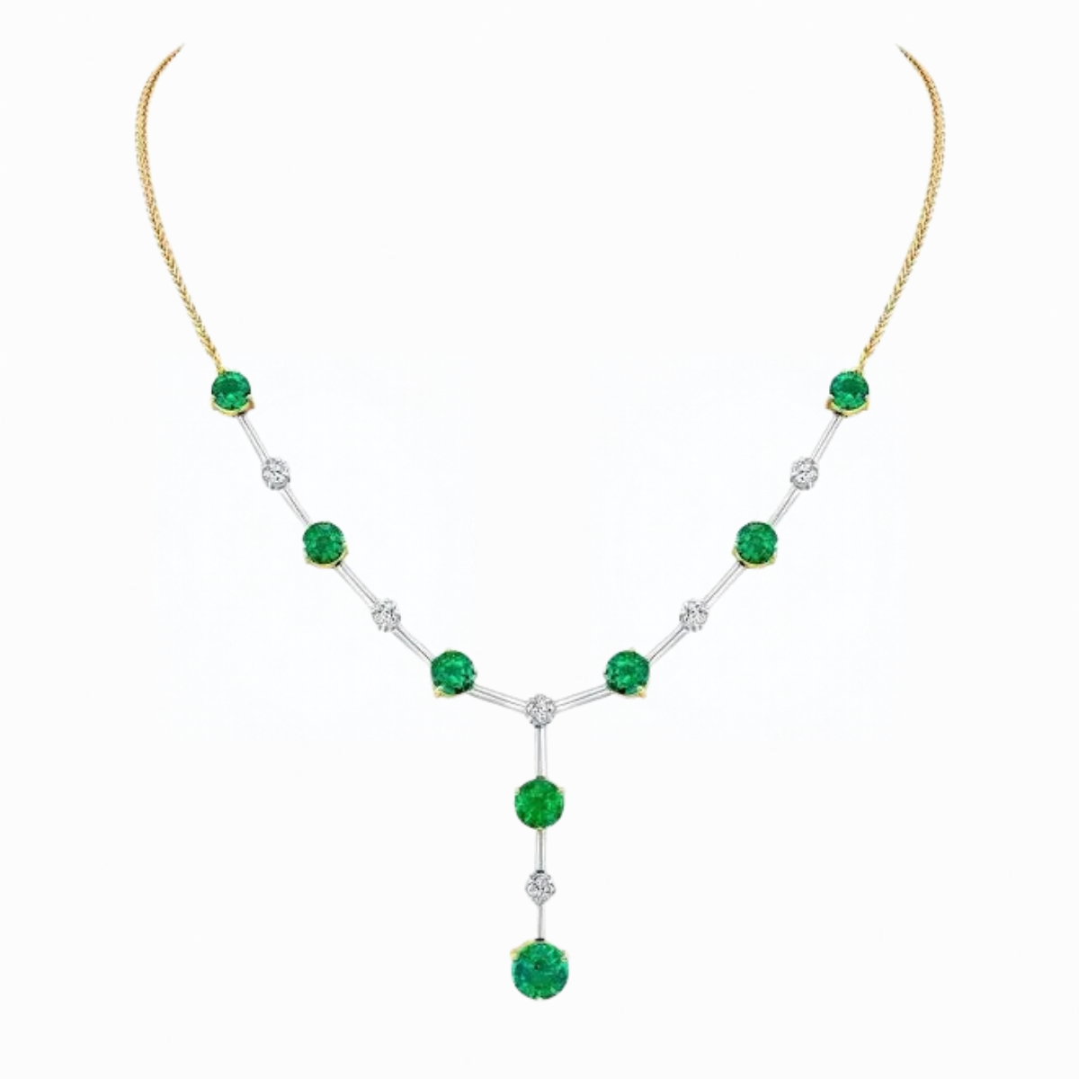 Custom Emerald and Diamond Lariat Necklace Harris Jeweler Troy, OH