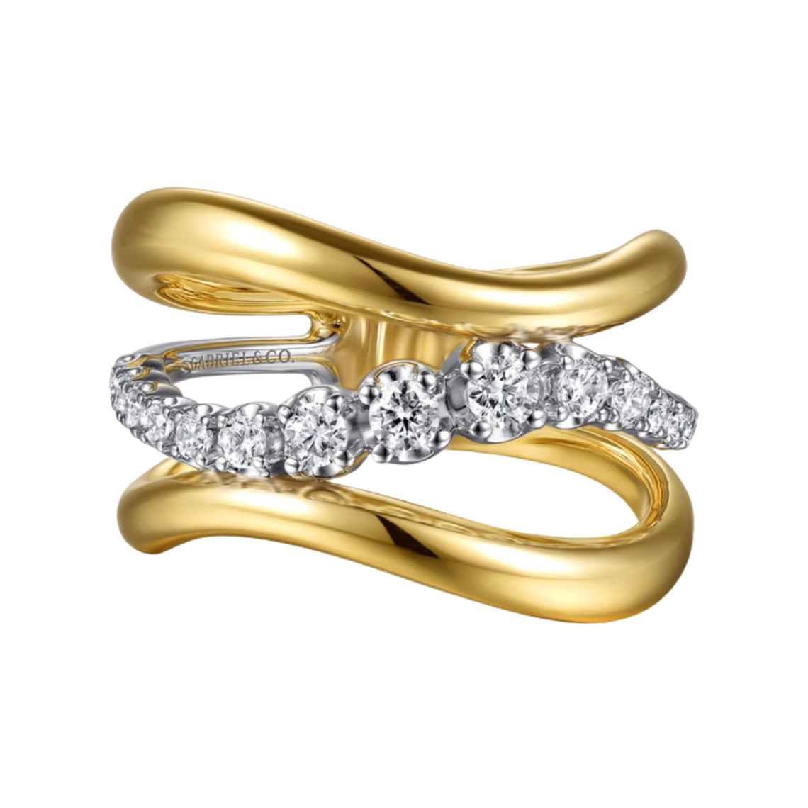 Gabriel & Co Two-Tone Wave Wide Band Harris Jeweler Troy, OH