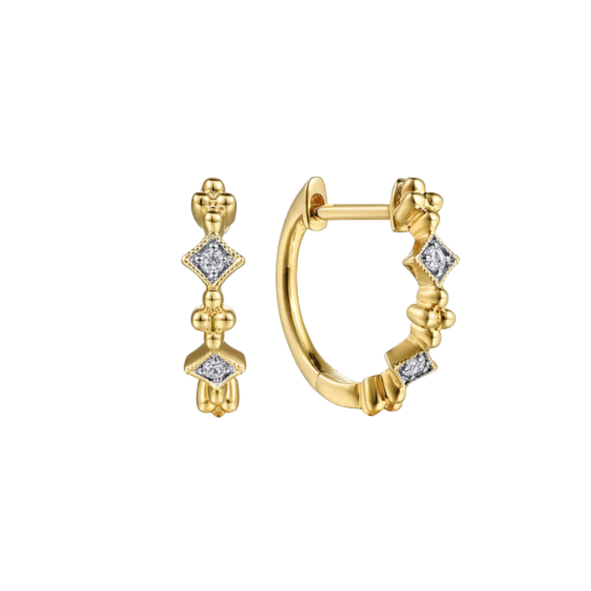 Gabriel & Co Bujukan Diamond Huggie Hoop Earrings Harris Jeweler Troy, OH