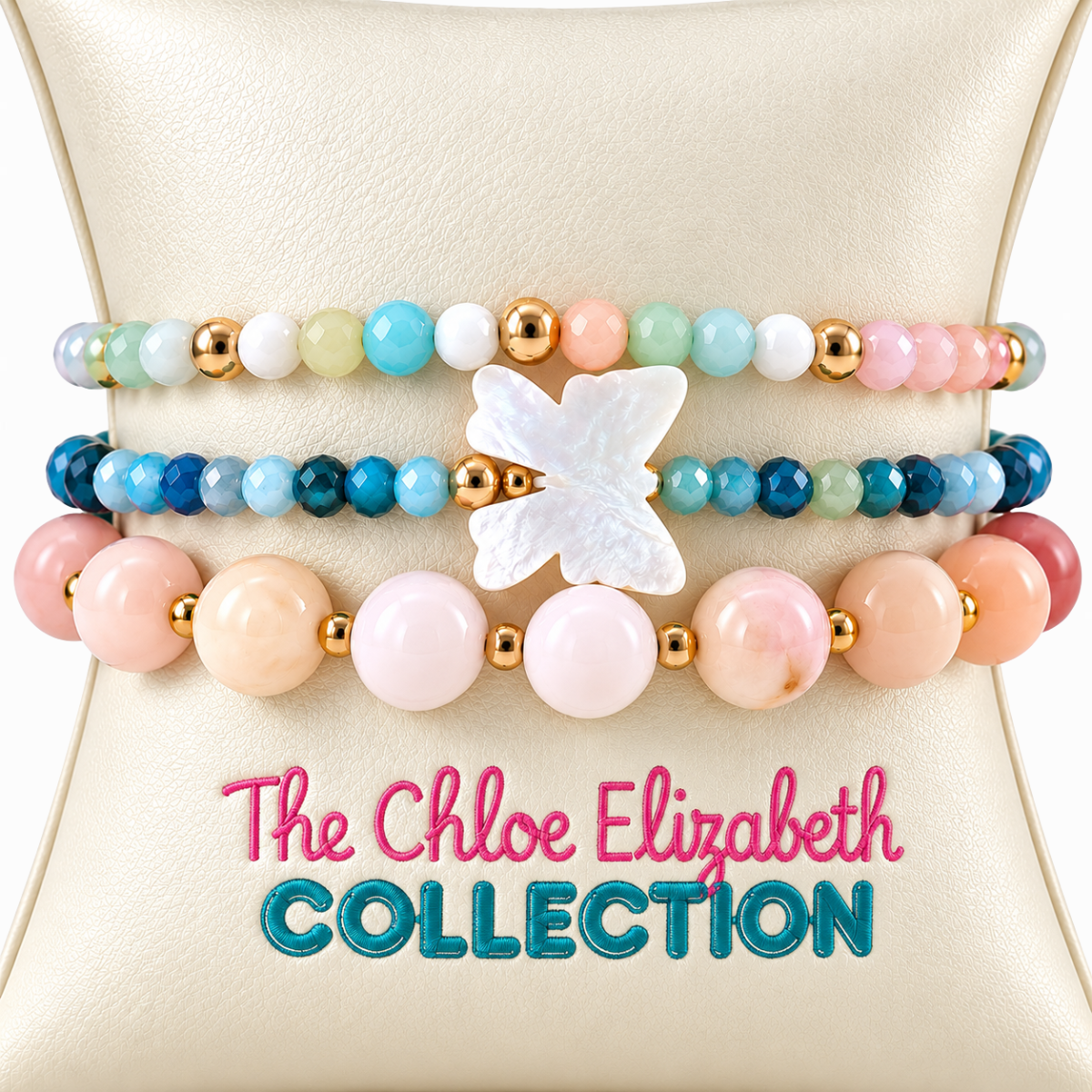 Chloe Elizabeth Mommy & Me Morganite and Aquamarine Bow Stack - A Collaboration with Dee Berkley Harris Jeweler Troy, OH