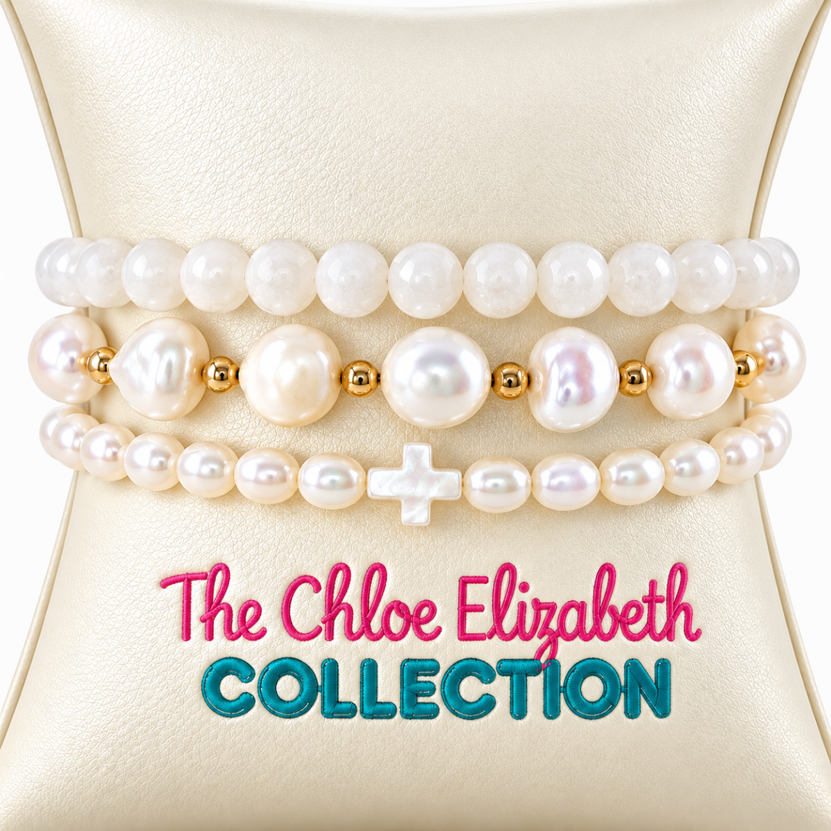 Chloe Elizabeth Mommy & Me Pearl and Moonstone Cross Stack - A Collaboration with Dee Berkley 7" Harris Jeweler Troy, OH