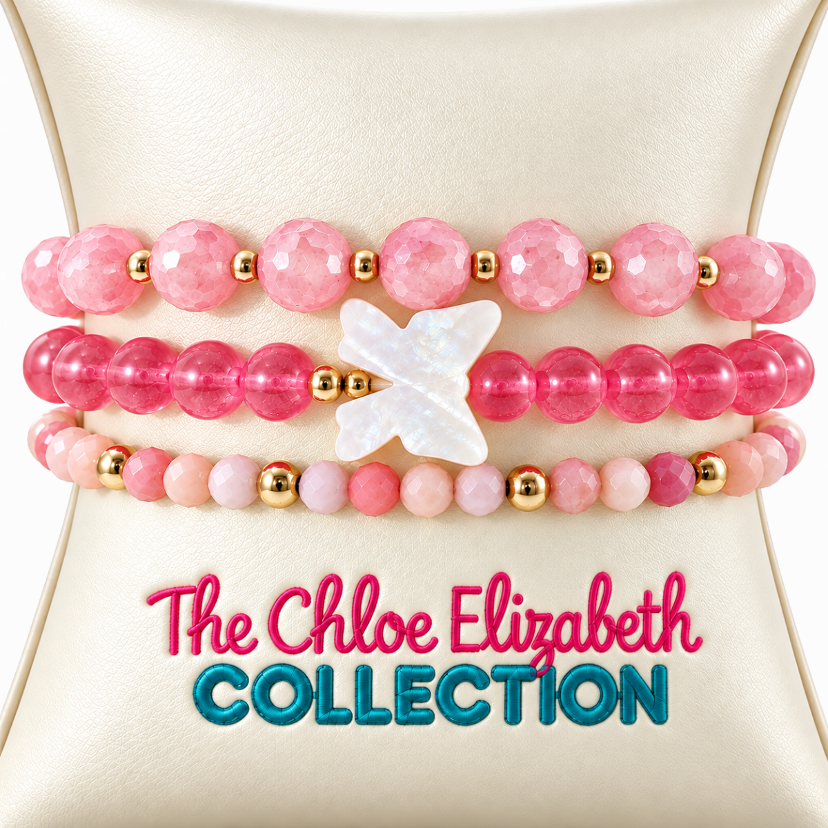Chloe Elizabeth Mommy & Me Pink Butterfly Stack - A Collaboration with Dee Berkley 7" Harris Jeweler Troy, OH