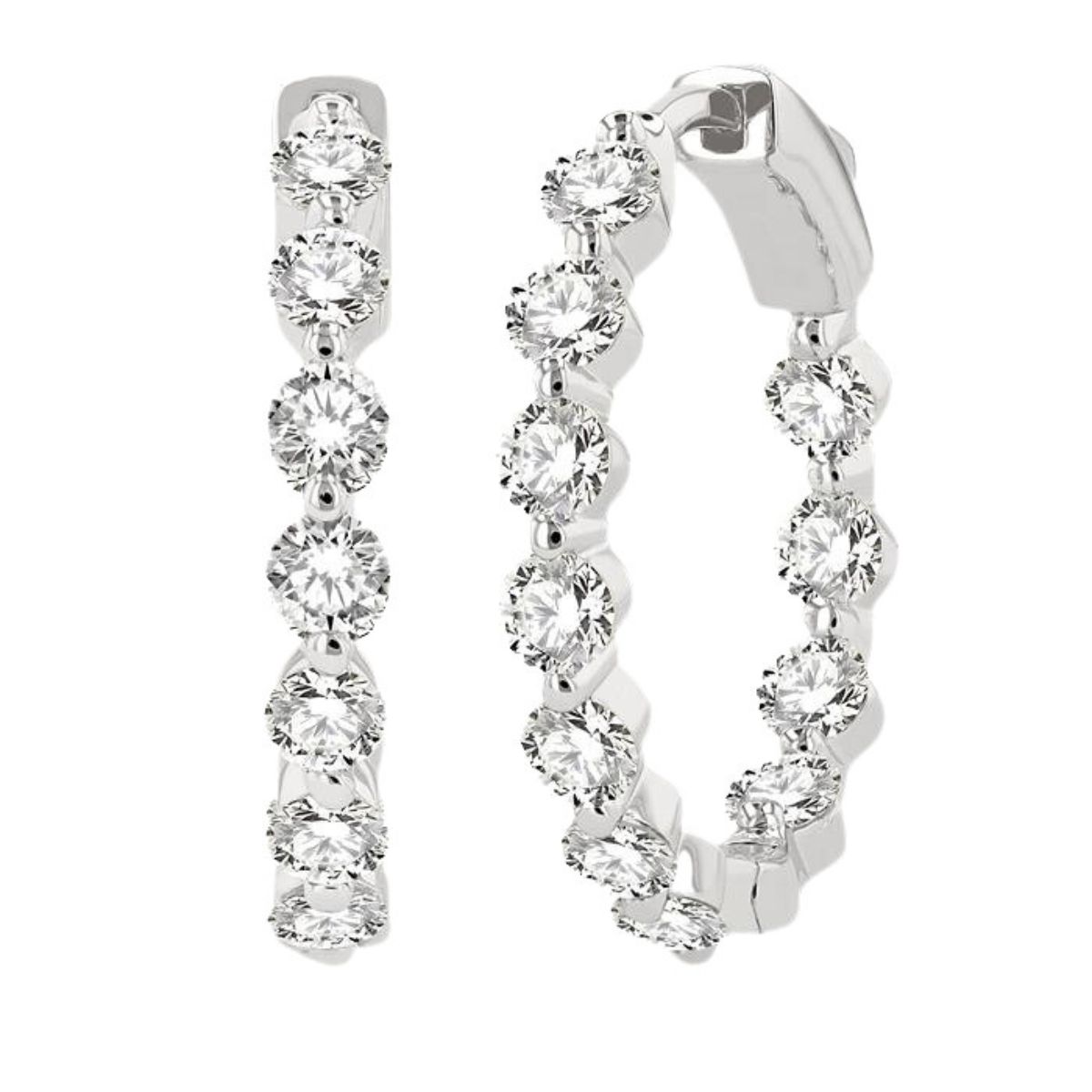 2CTW Single Prong Inside/Outside Diamond Hoop Earrings Harris Jeweler Troy, OH
