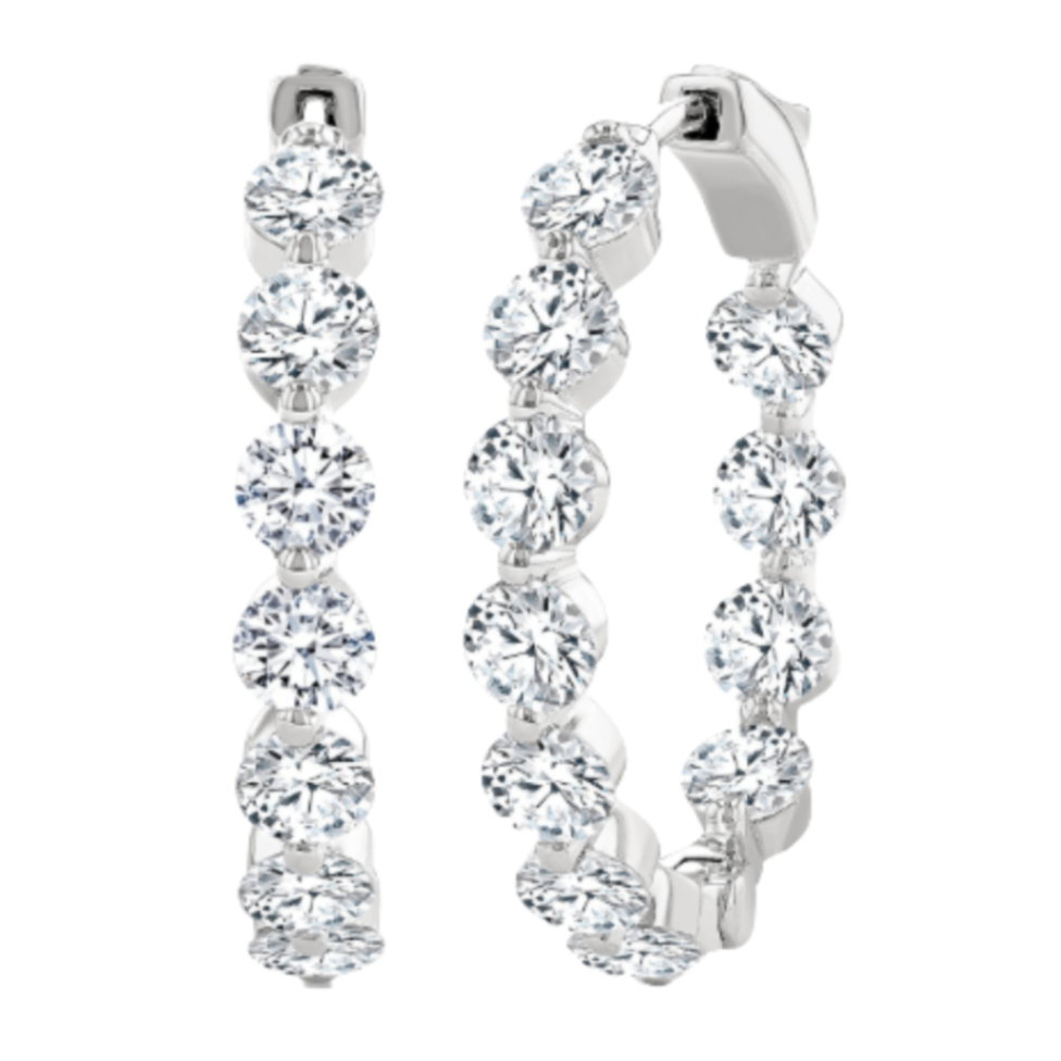 5CTW Single Prong Inside/Outside Diamond Hoop Earrings Harris Jeweler Troy, OH