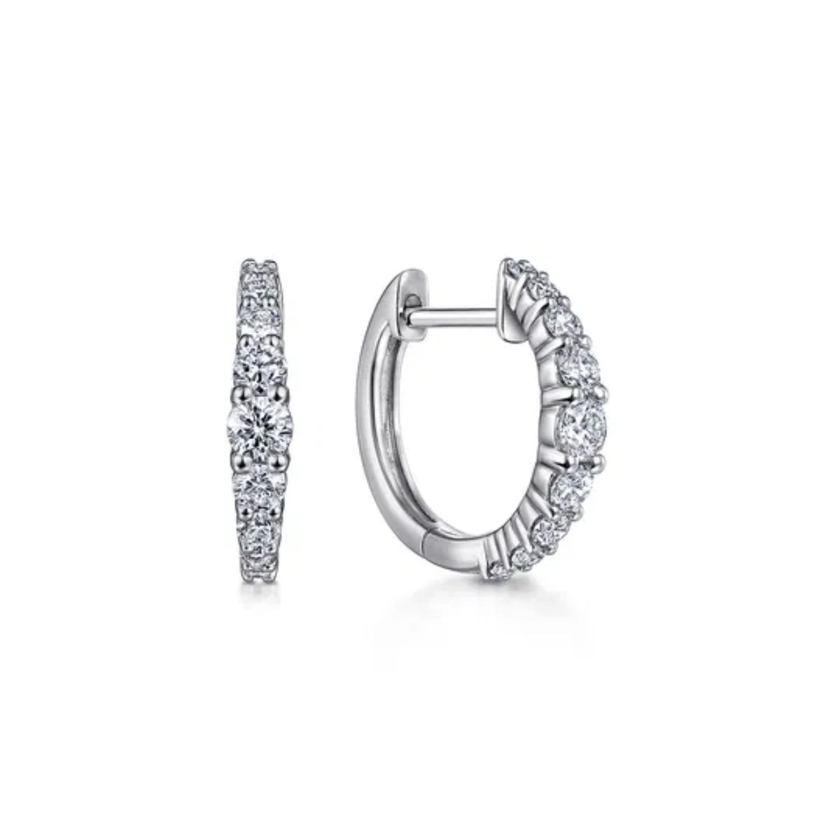 Gabriel & Co. Diamond Huggie Hoop Earrings Harris Jeweler Troy, OH