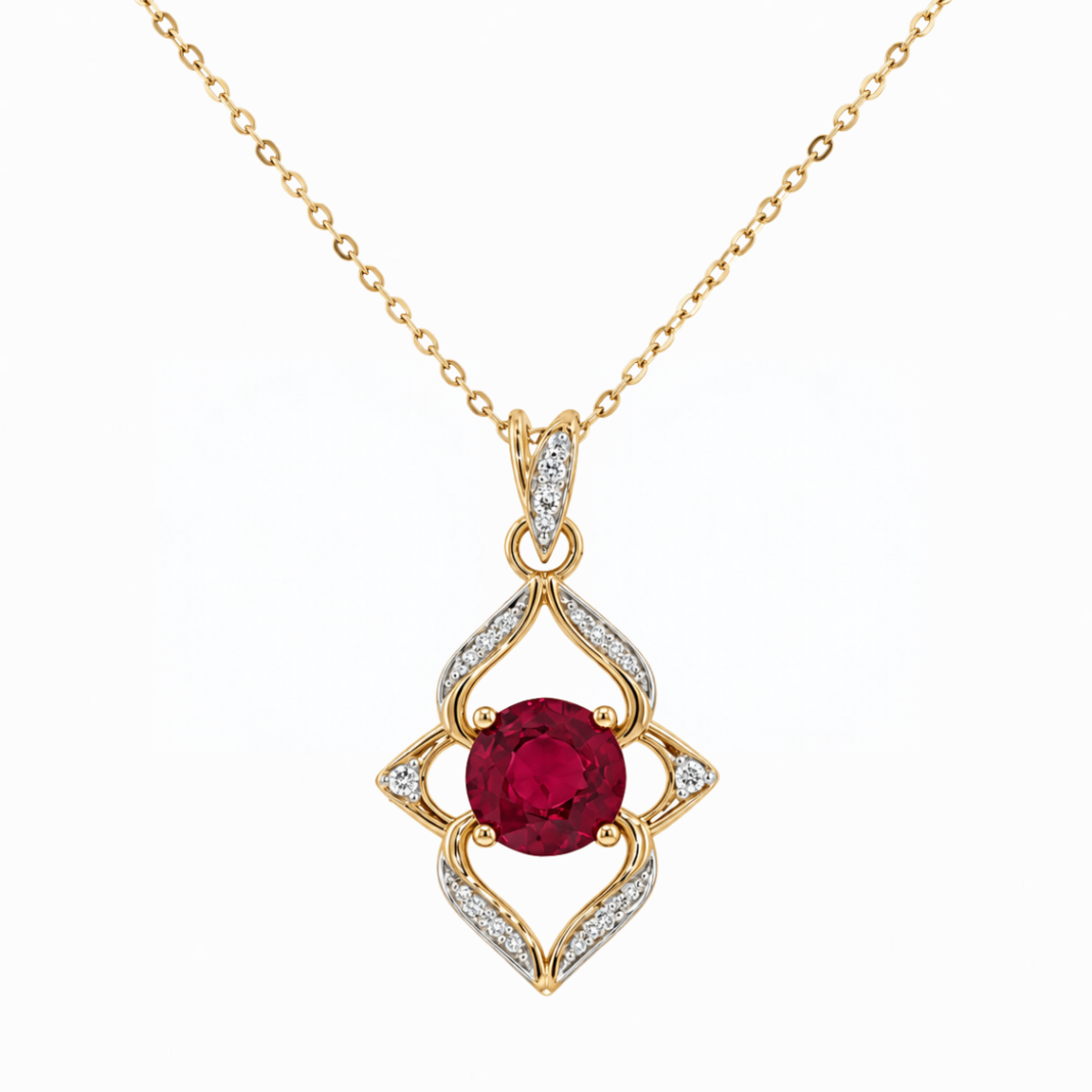 Custom Ruby and Diamond Necklace Harris Jeweler Troy, OH