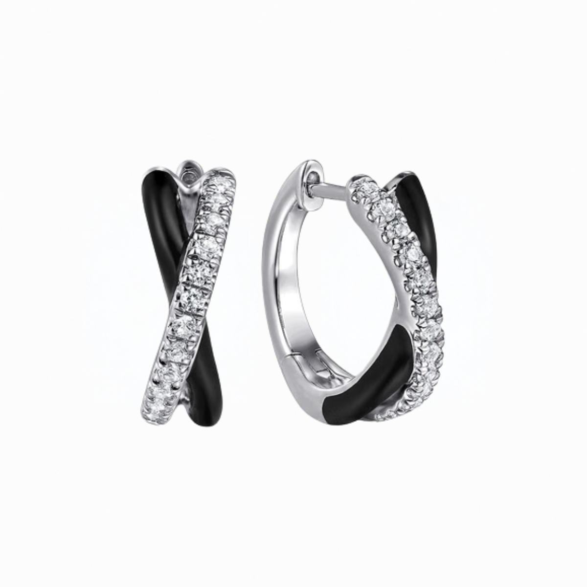 Gabriel & Co White Sapphire Criss Cross Hoop Earrings Harris Jeweler Troy, OH