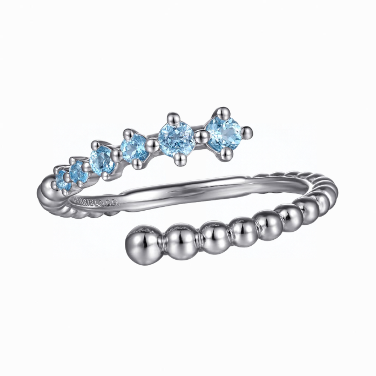 Gabriel & Co Blue Topaz Bypass Ring Harris Jeweler Troy, OH