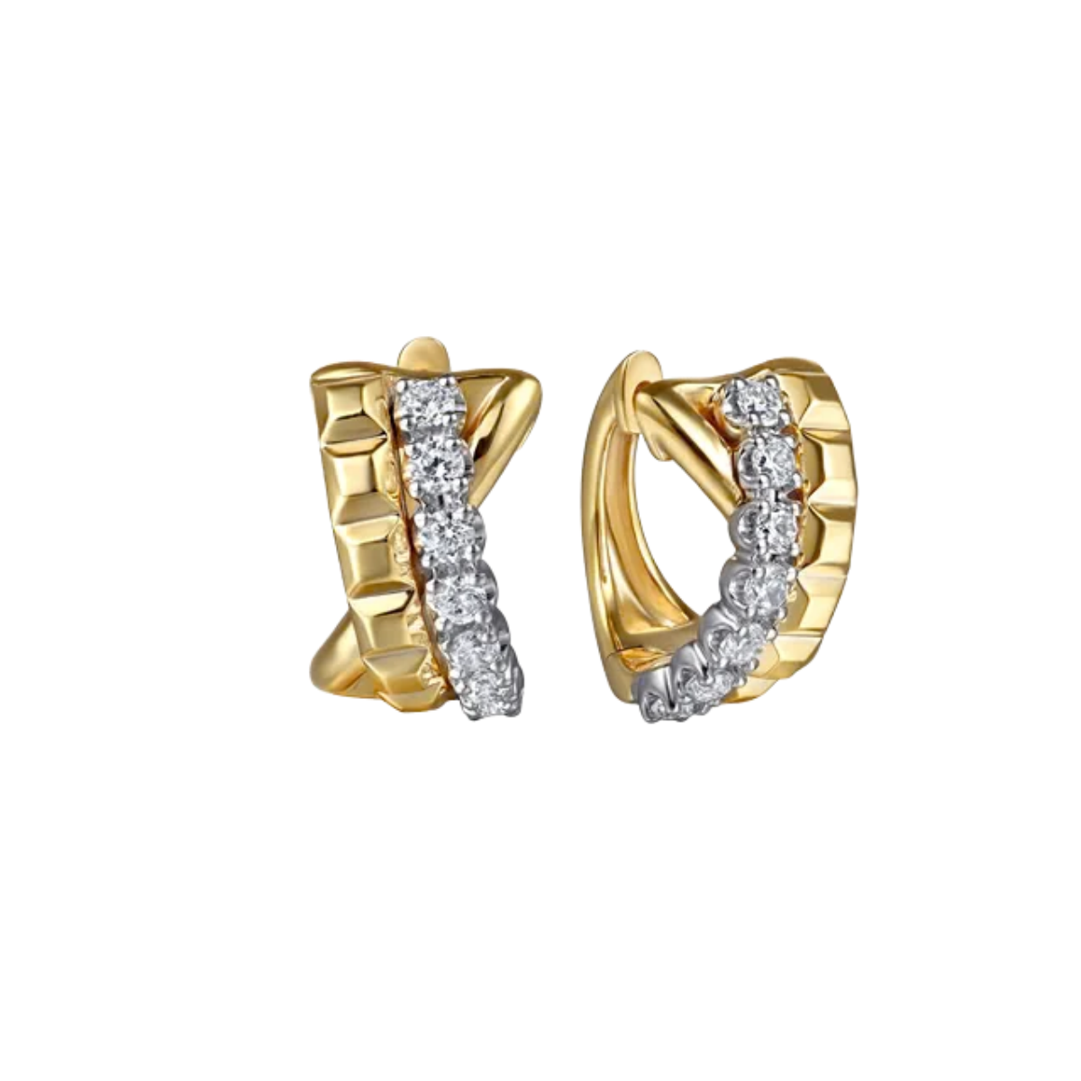 Gabriel & Co. Contemporary Diamond Huggie Hoop Earrings Harris Jeweler Troy, OH