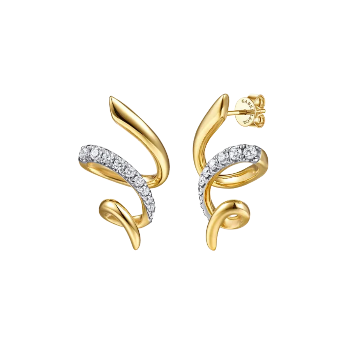 Gabriel & Co. Diamond Swirl Drop Earrings Harris Jeweler Troy, OH