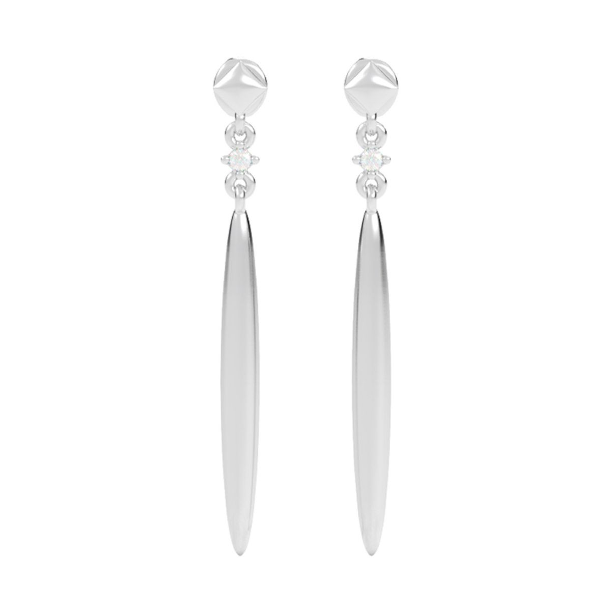 Silver and Diamond Dangle Earrings Harris Jeweler Troy, OH