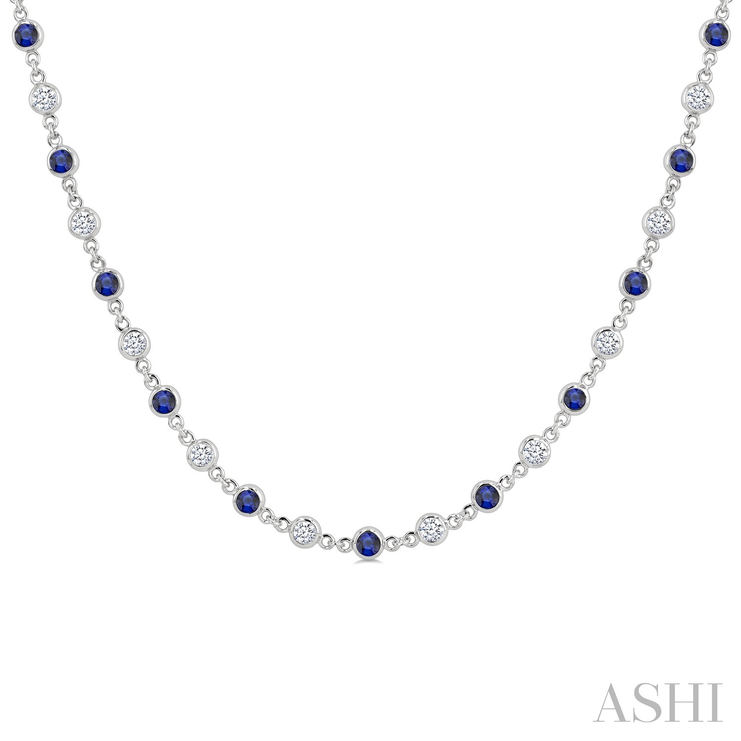 Sapphire and Diamond Diamonds-By-The-Inch Necklace Harris Jeweler Troy, OH