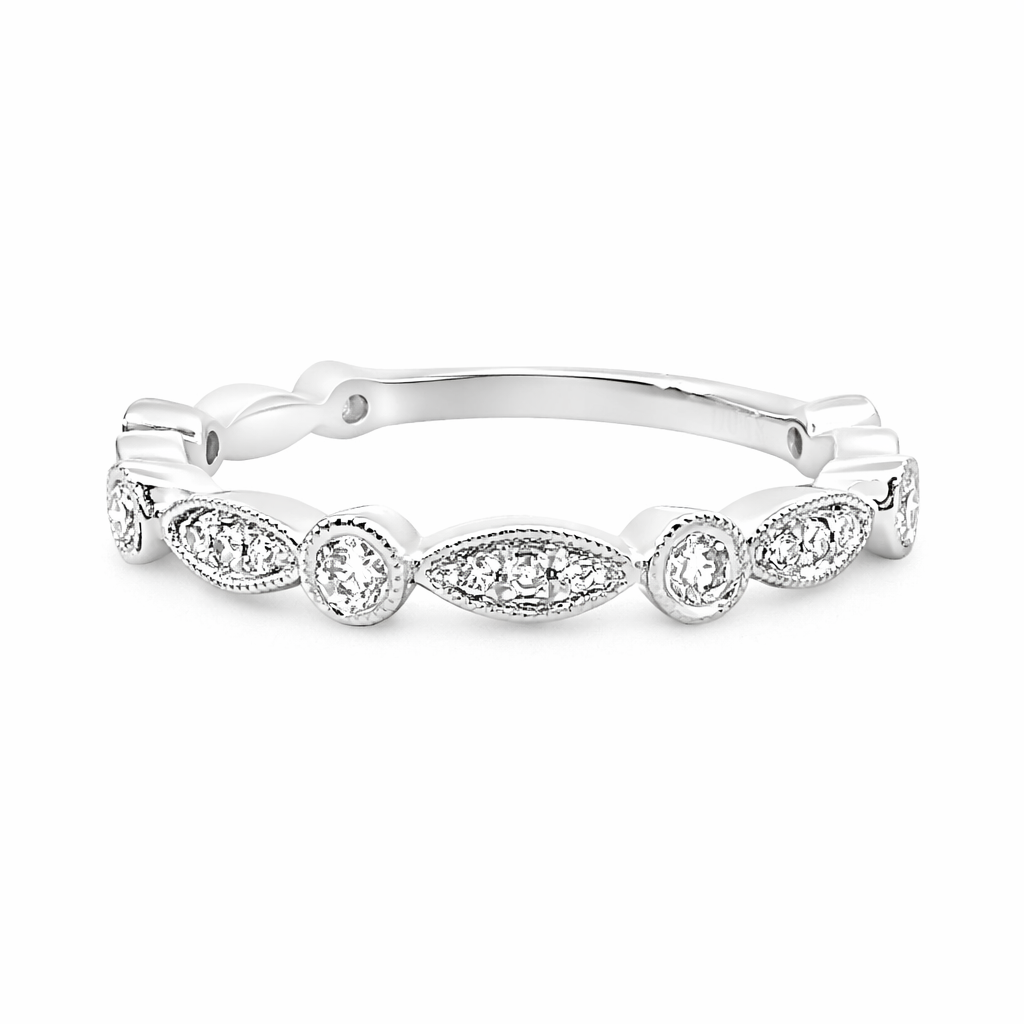 HJNAM 14K White Gold Diamond Women's Wedding Band Harris Jeweler Troy, OH