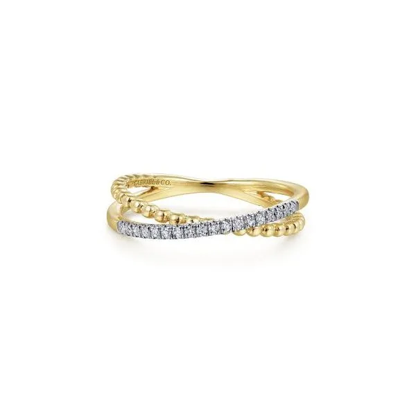 Gabriel & Co Criss-Cross Diamond Fashion Ring Harris Jeweler Troy, OH