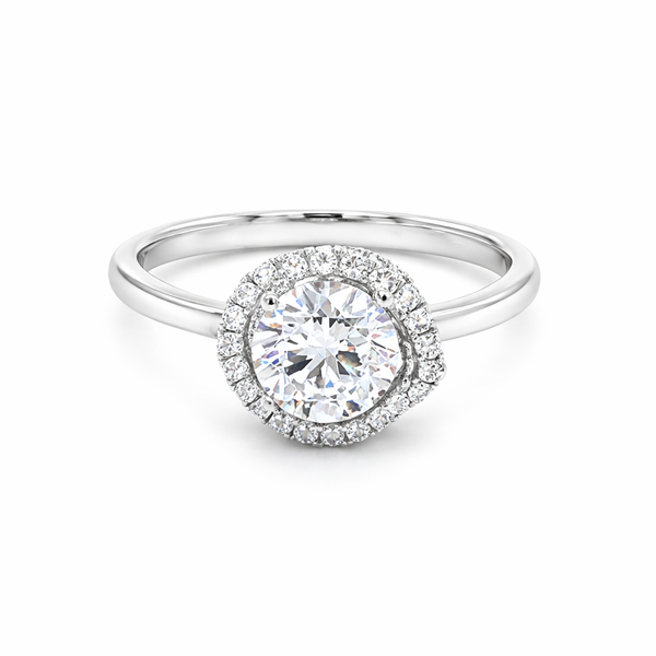 Round Diamond Twist-Style Halo Semi-Mount Engagement Ring Harris Jeweler Troy, OH