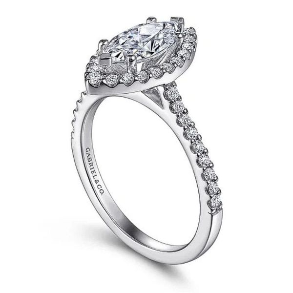 Marquise Diamond Halo-Style Engagement Ring Semi-Mount Image 2 Harris Jeweler Troy, OH