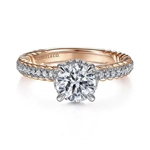 Rose and White Gold Round Diamond Engagement Ring Semi-Mount Harris Jeweler Troy, OH
