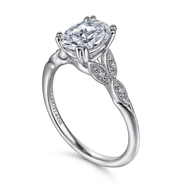 Oval Diamond Floral Style Engagement Ring Semi-Mount Image 2 Harris Jeweler Troy, OH