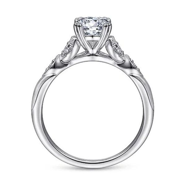 Oval Diamond Floral Style Engagement Ring Semi-Mount Image 3 Harris Jeweler Troy, OH