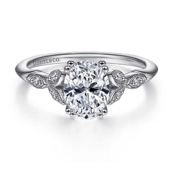 Oval Diamond Floral Style Engagement Ring Semi-Mount Harris Jeweler Troy, OH