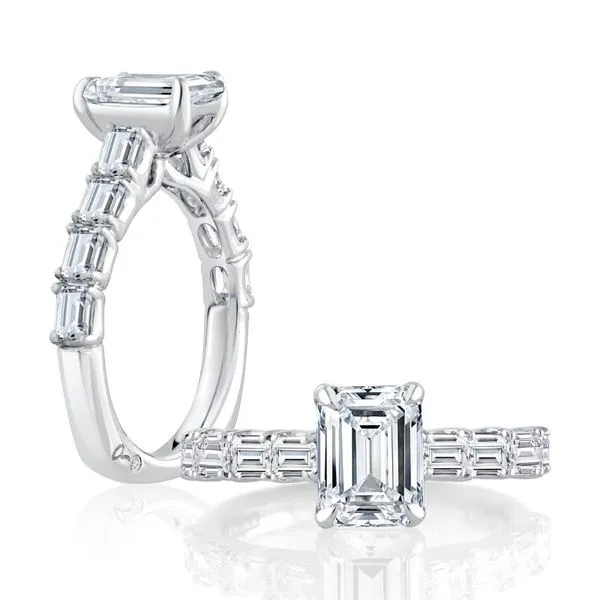 Emerald Cut Diamond Semi-Mount Engagement Ring Harris Jeweler Troy, OH