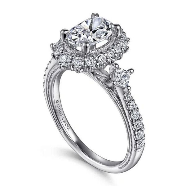 Oval Shape Halo Diamond Gabriel & Co Semi-Mount Engagement Ring Image 2 Harris Jeweler Troy, OH