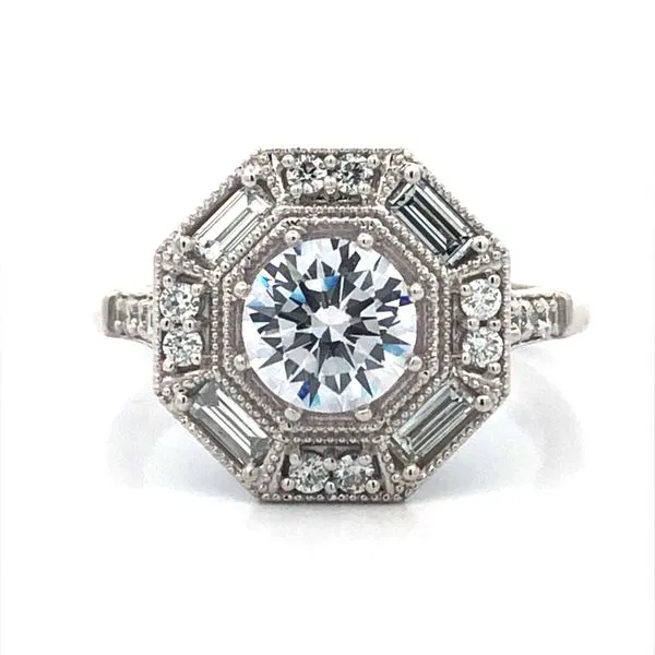 Art Deco Style Halo Semi-Mount Engagement Ring Harris Jeweler Troy, OH