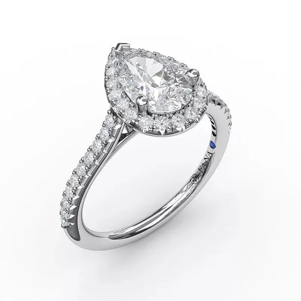 Fana Pear Shape Diamond Halo Semi-Mount Engagement Ring Harris Jeweler Troy, OH