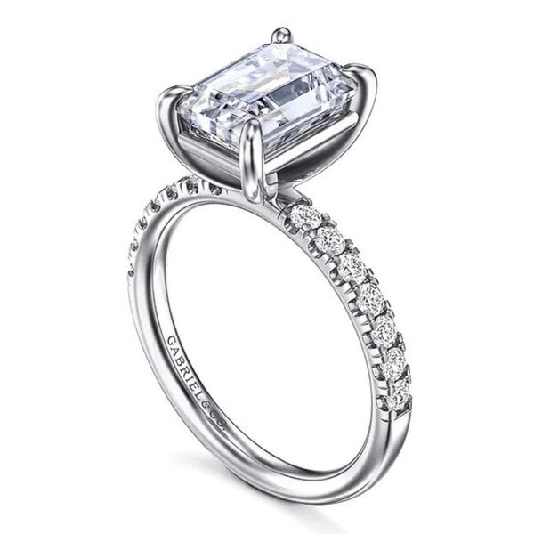 Gabriel & Co Emerald Cut Diamond Semi-Mount Engagement Ring Image 2 Harris Jeweler Troy, OH