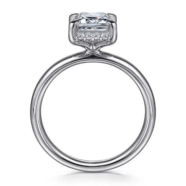 Gabriel & Co Emerald Cut Diamond Solitaire Semi-Mount Engagement Ring With Hidden Halo Image 3 Harris Jeweler Troy, OH