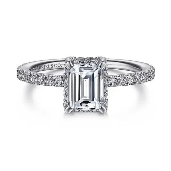 Gabriel & Co Emerald Cut Diamond Semi-Mount Engagement Ring With Hidden Halo Harris Jeweler Troy, OH