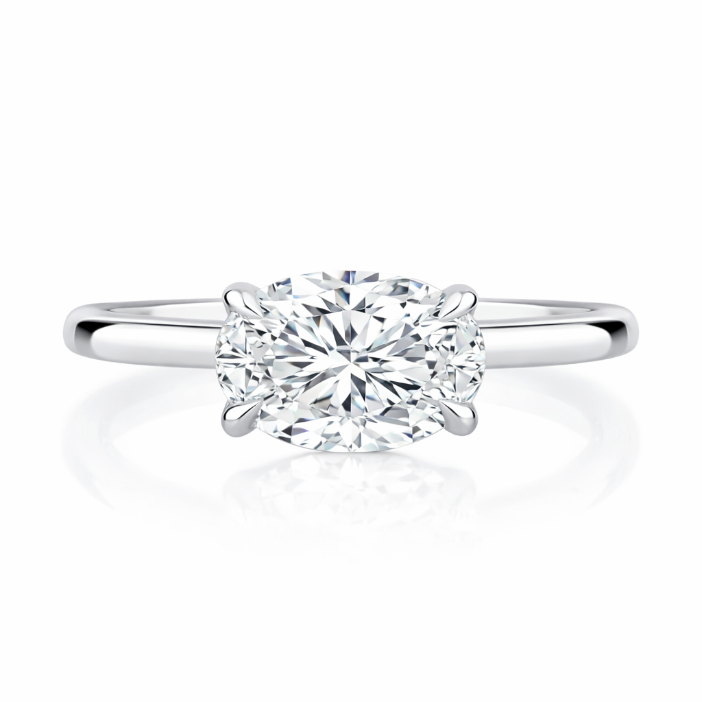 A.Jaffe East-West Style Oval Diamond Semi-Mount Engagement Ring With Hidden Halo Harris Jeweler Troy, OH