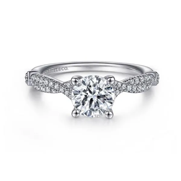 Gabriel & Co. Round Diamond Semi-Mount Criss-Cross Style Engagement Ring Harris Jeweler Troy, OH