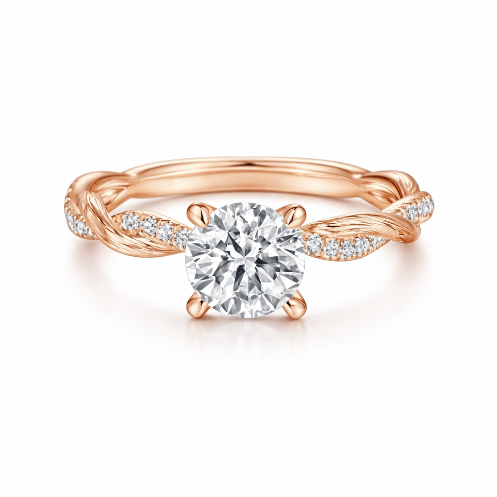 Gabriel & Co. Round Brilliant Cut Diamond Semi-Mount Criss-Cross Style Engagement Ring Harris Jeweler Troy, OH