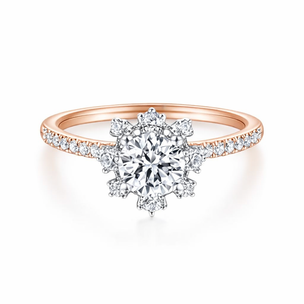 Gabriel & Co. Round Brilliant Cut Diamond Semi-Mount Halo Style Engagement Ring Harris Jeweler Troy, OH