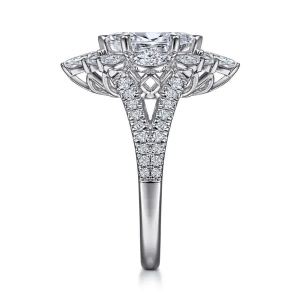 Gabriel & Co. Marquise Cut Diamond Semi-Mount Halo Style Engagement Ring with a Split Shank Image 3 Harris Jeweler Troy, OH