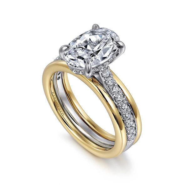 Gabriel & Co. Oval Diamond Semi-Mount Wide-Band Engagement Ring Image 2 Harris Jeweler Troy, OH