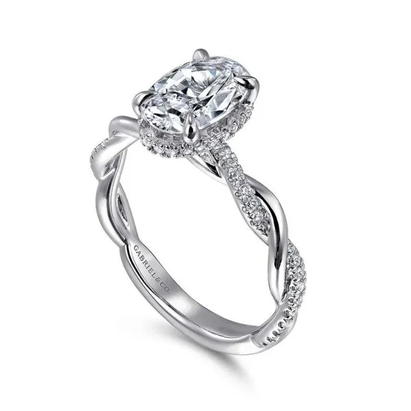 Gabriel & Co. Oval Diamond Semi-Mount Criss-Cross Style Engagement Ring Image 2 Harris Jeweler Troy, OH