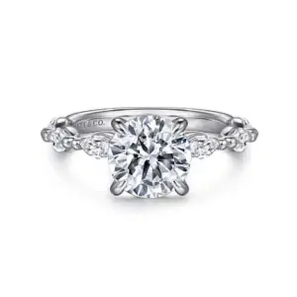 Gabriel & Co. Round Brilliant Cut Diamond Semi-Mount Single Prong Style Engagement Ring Harris Jeweler Troy, OH