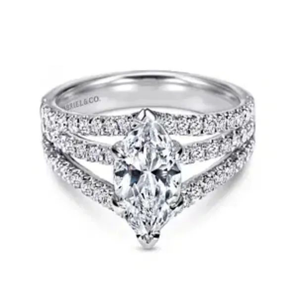 Gabriel & Co. Marquise Diamond Split Shank Semi-Mount Engagement Ring Harris Jeweler Troy, OH