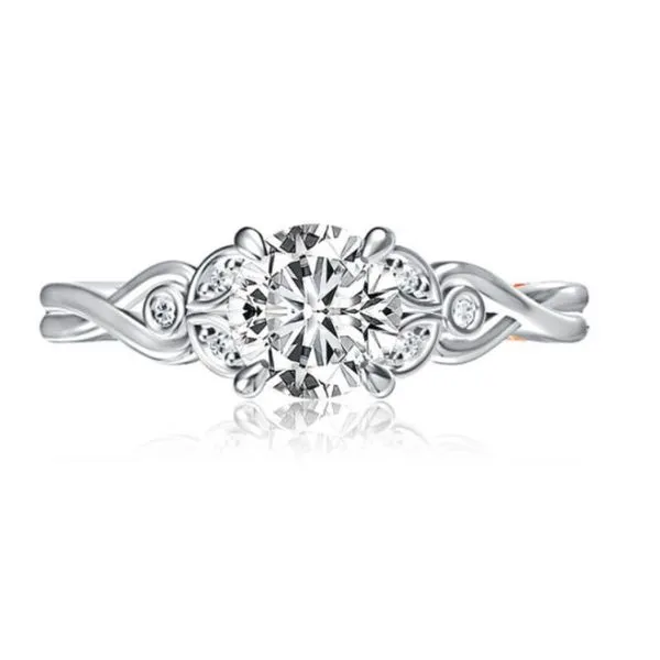 A. Jaffe Round Brilliant Cut Floral Twist Semi Mount Engagement Ring Harris Jeweler Troy, OH