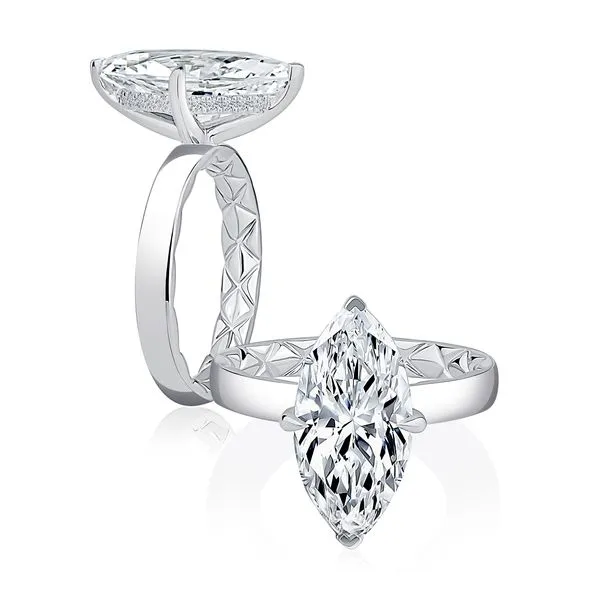 A.Jaffe Marquise Diamond Solitaire Semi-Mount Engagement Ring With Hidden Halo Harris Jeweler Troy, OH