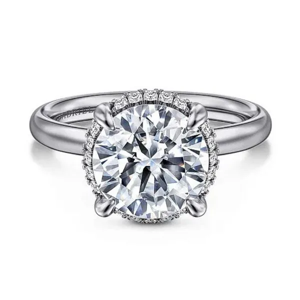 Gabriel & Co Round Diamond Semi-Mount Solitaire Engagement Ring With Hidden Halo Harris Jeweler Troy, OH