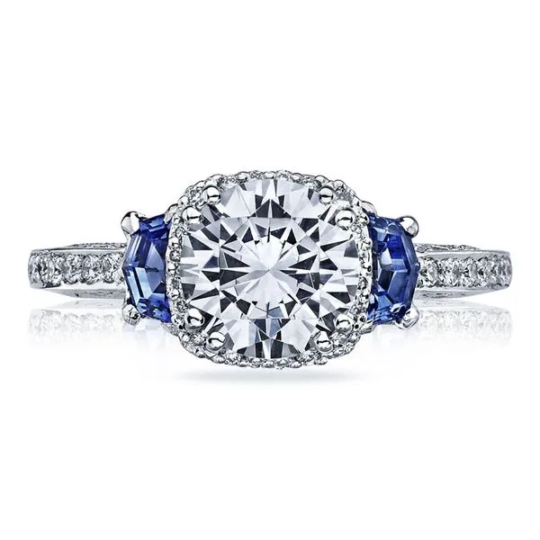 Tacori Dantela Round 3-Stone Engagement Ring Semi-Mount Harris Jeweler Troy, OH