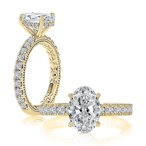 A.Jaffe 18K Oval Diamond Semi-Mount Engagement Ring Harris Jeweler Troy, OH