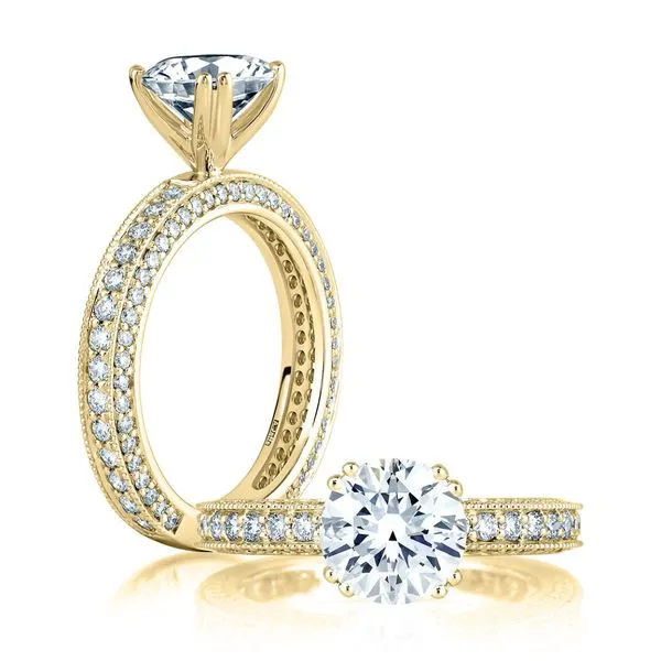 A.Jaffe Vintage-Style Round Diamond Semi-Mount Engagement Ring Harris Jeweler Troy, OH