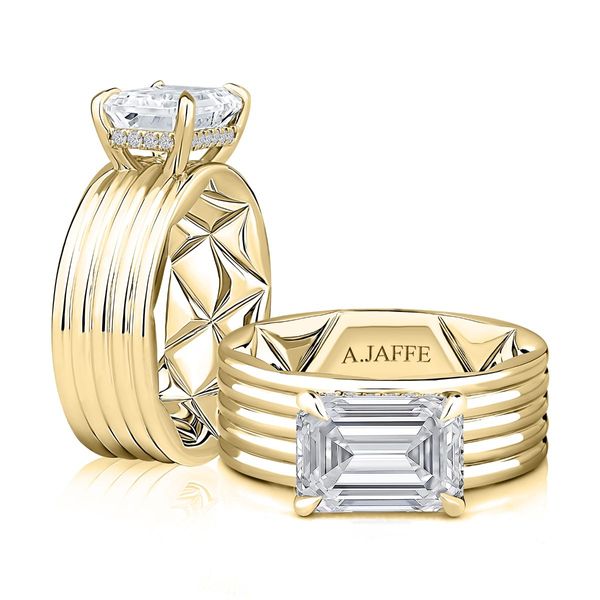 A.Jaffe Wide-Band Emerald Cut Diamond Semi-Mount Engagement Ring Harris Jeweler Troy, OH