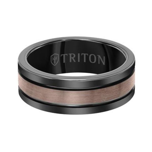 Gents Black and Brown Tungsten Wedding Band Image 2 Harris Jeweler Troy, OH